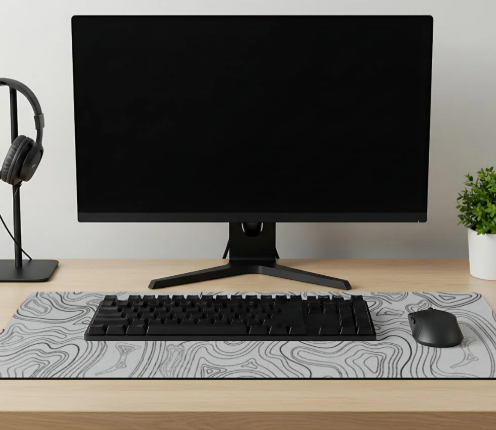AYMESTORE White Contour Speed Hızlı Yüzey Kaymaz Taban Gaming Oyuncu Mouse Pad Oyuncu Gaming Mousepad
