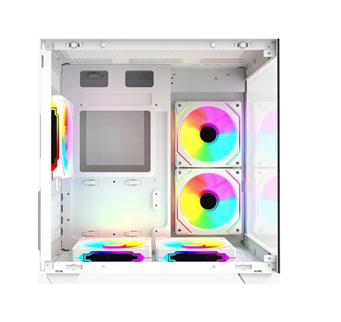 Darkrage Beyaz 5 Fanlı 120MM Argb Tuş+Kumanda Temperli Cam Mini Gaming Oyuncu Bilgisayar Kasası