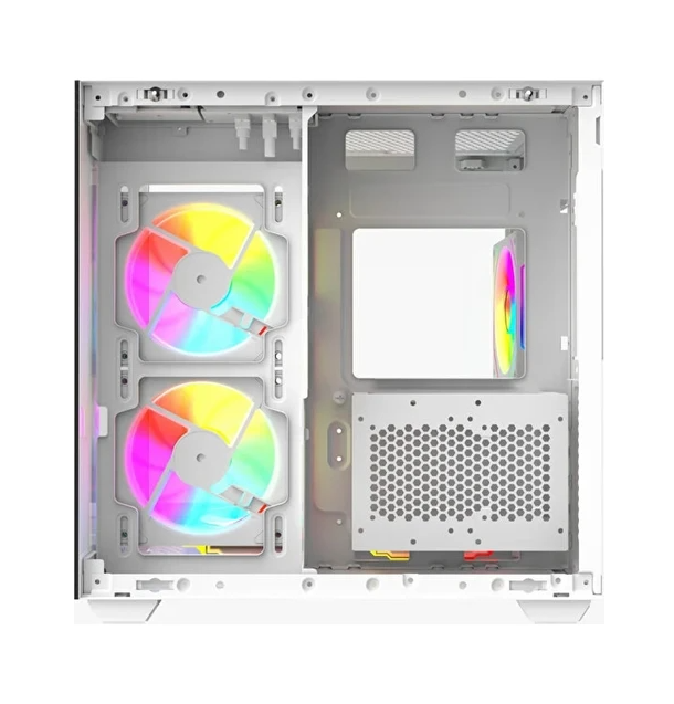 Darkrage Beyaz 5 Fanlı 120MM Argb Tuş+Kumanda Temperli Cam Mini Gaming Oyuncu Bilgisayar Kasası