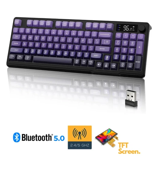 Freewolf M96 2.4g+Bt5.0 Triple Mebran Sessiz Tasarım Tft LED Ekranlı Reinbow Gaming Oyuncu Klavye